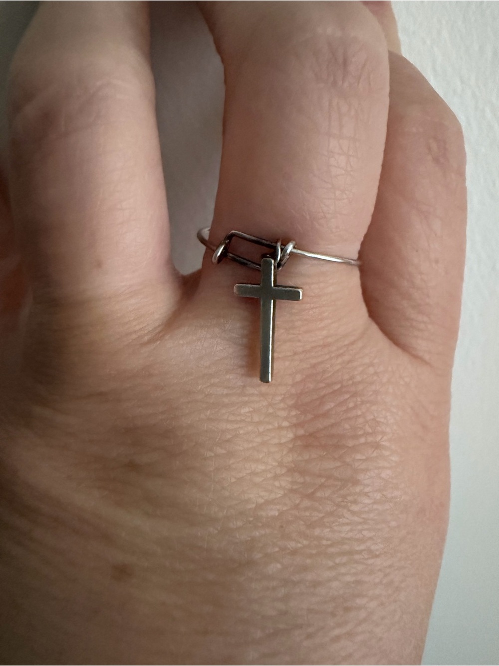 Alex and Ani Silver Cross Charm Ring - Silver Tone
